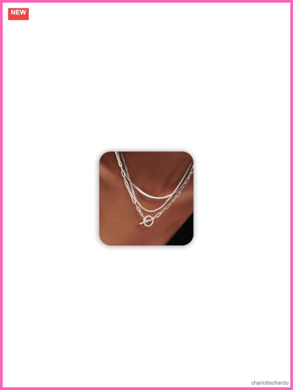 3-Piece Layered Toggle Necklace Set in Sterling Silver-Plated Brass